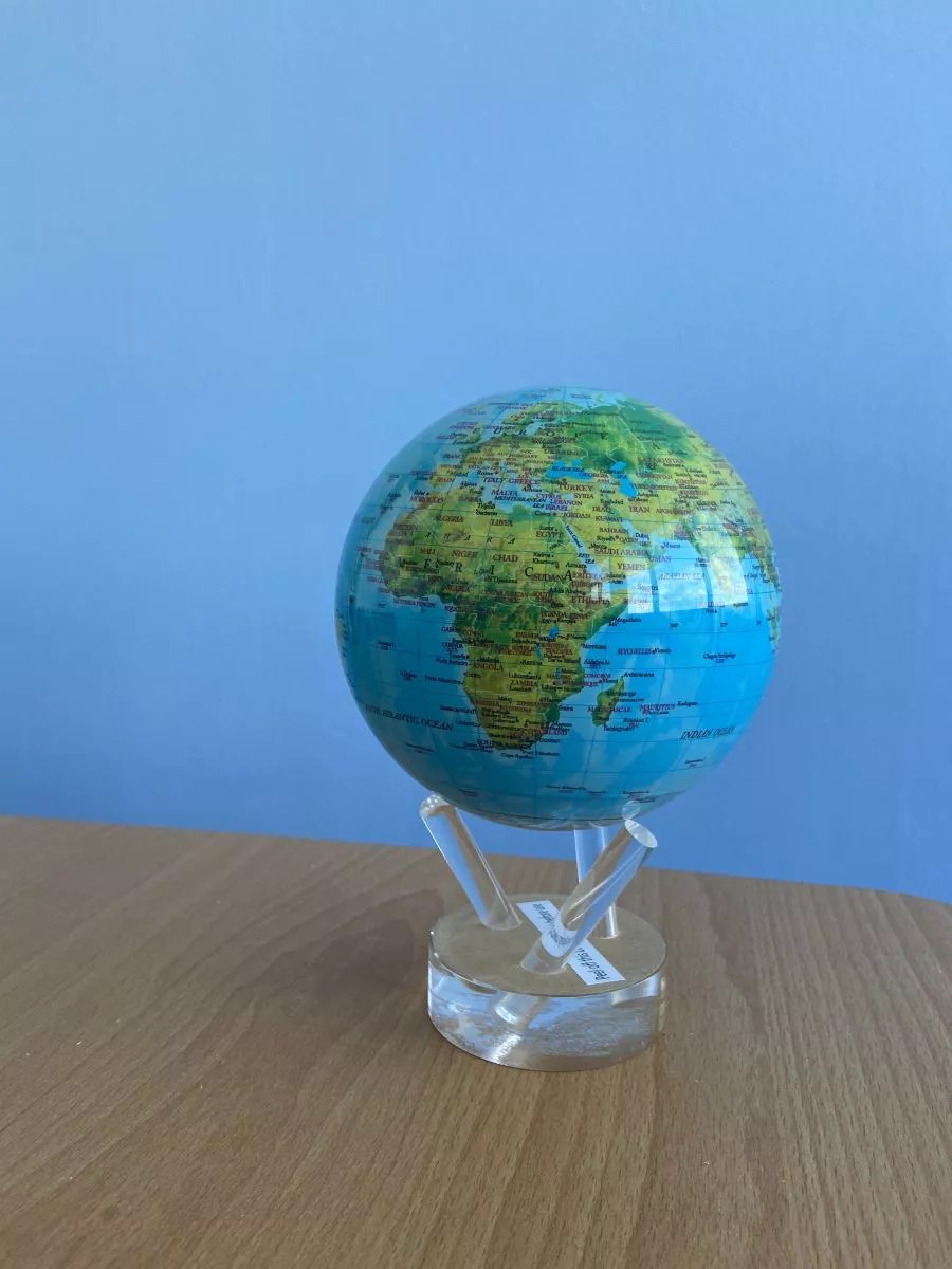 Mova Blue Relief Map Self Rotating Globe 68travel